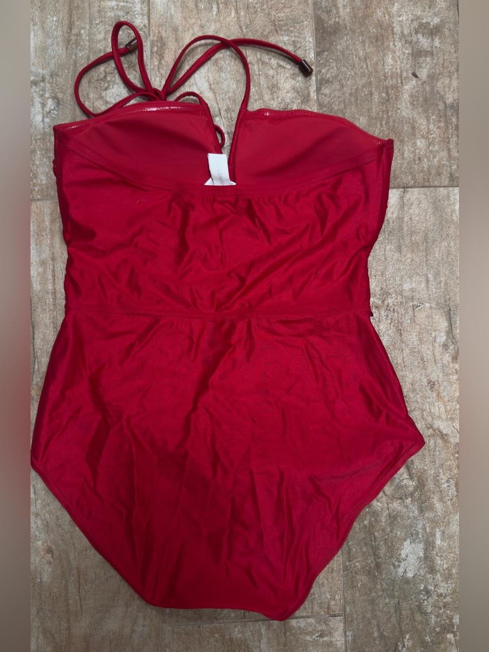 Zimmermann Red Ruched One-Piece Swimsuit - Picture 2 of 3